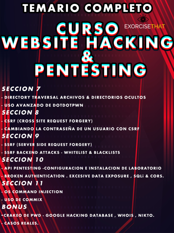 Curso Website Hacking & Pentesting – ExorciseThat